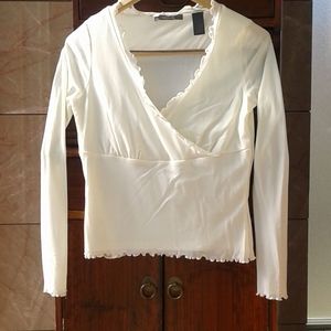 Liz Claiborne cream colored top with small ruffles